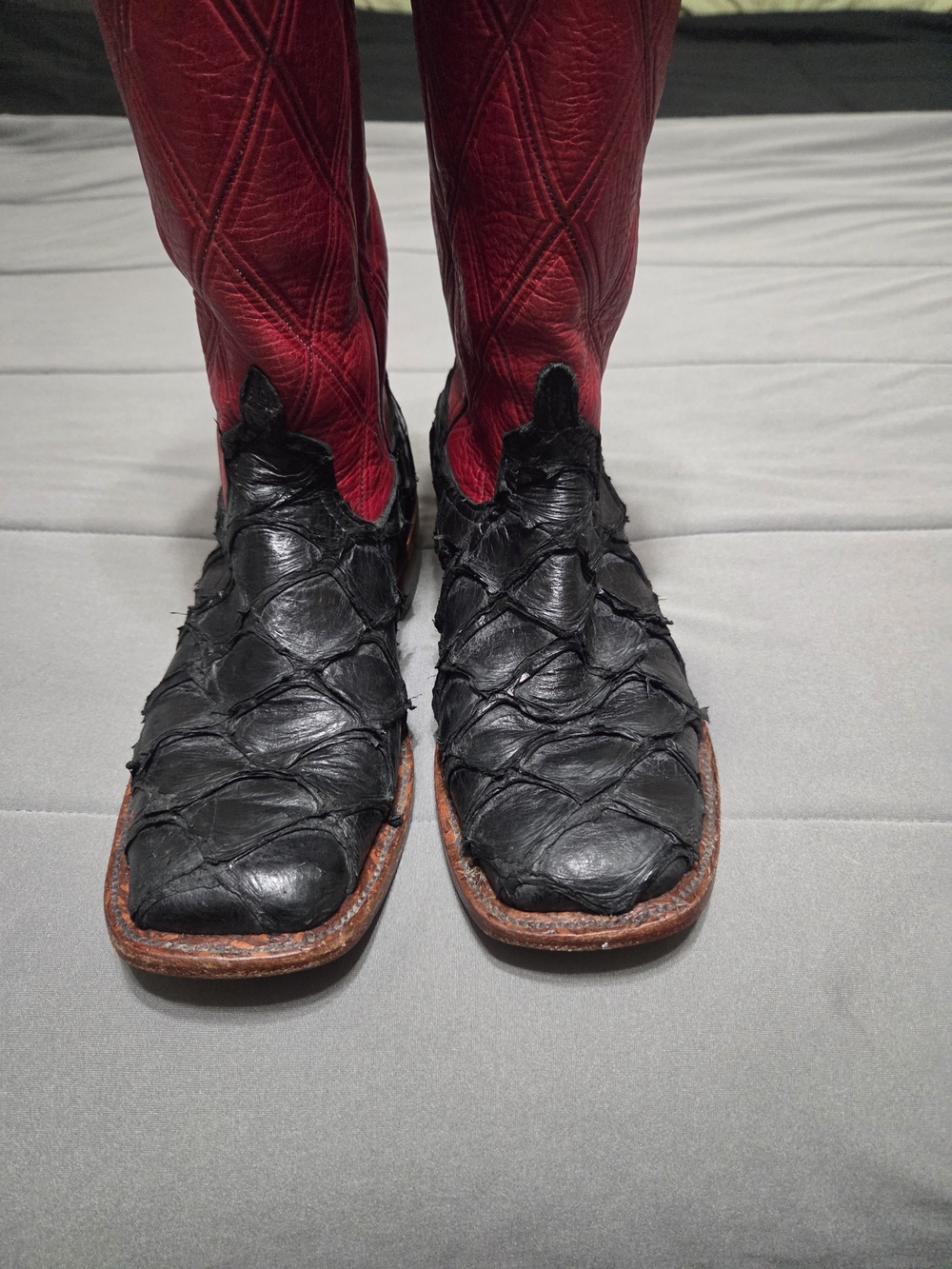 Anderson Bean  Men’s "Big Bass" Black Pirarucu Boots - size 9D